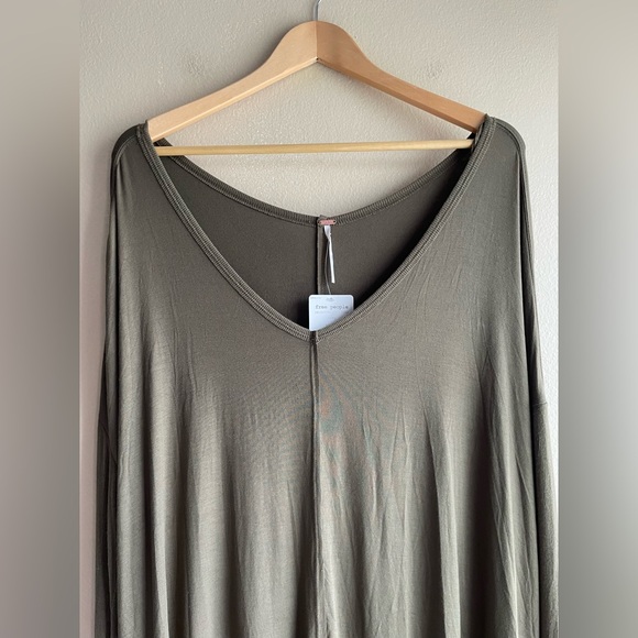 New Free People Women Army Green Shirt Size Medium Long Sleeve - Picture 2 of 9